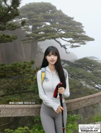 愛爬山的騎行美女
